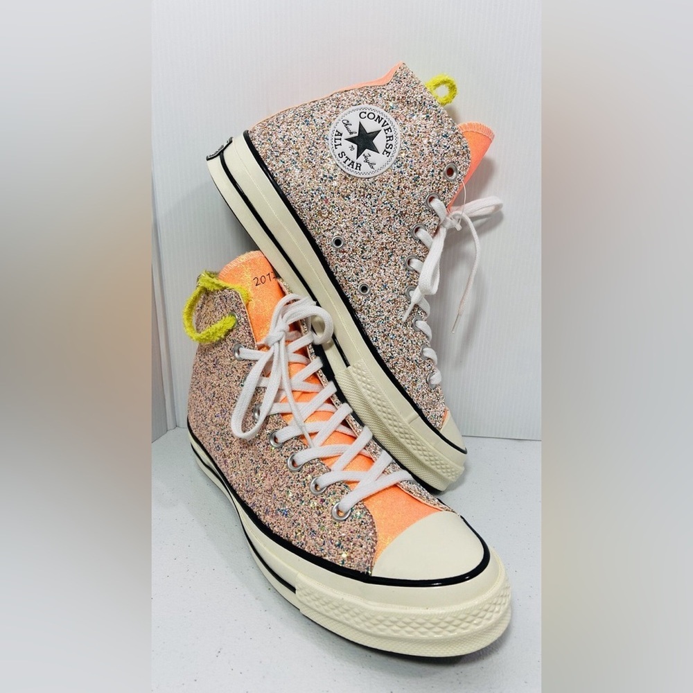 Converse Chuck Taylor 70 Hi x JW Anderson Glitter, 9 men’s, 11 woman’s shoe.